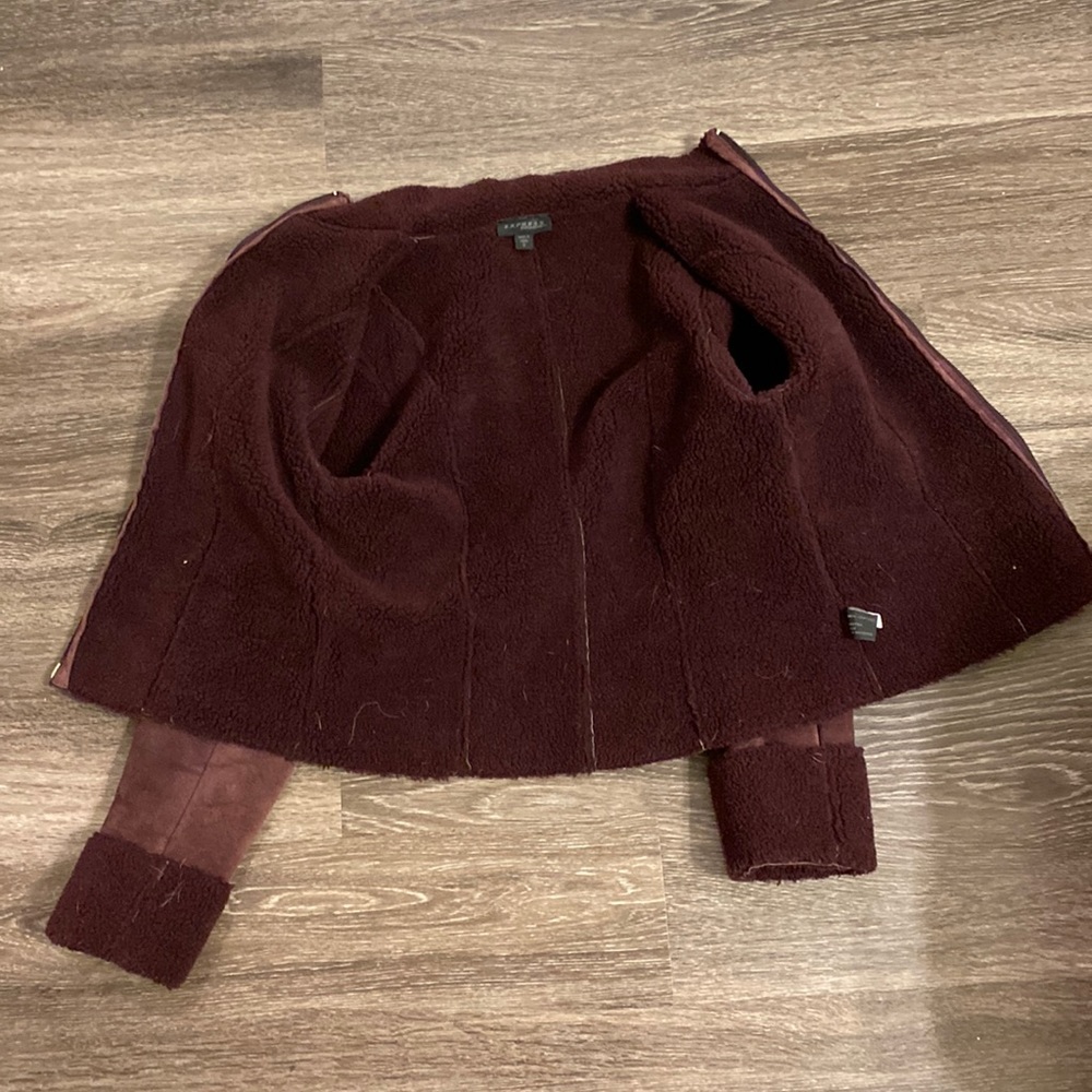 EXPRESS Jacket leather and polyester darkred burgundy good condition no stains